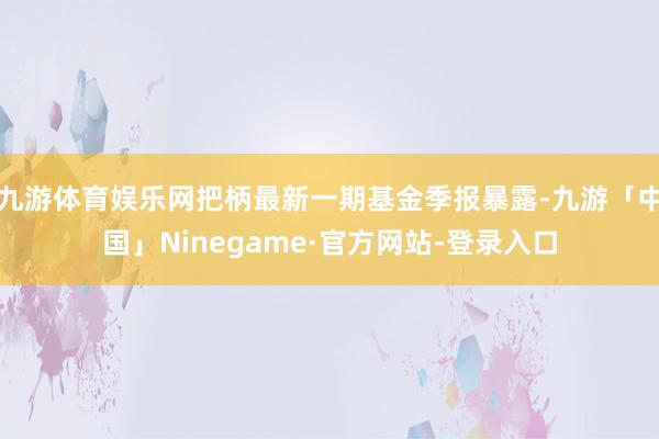 九游体育娱乐网把柄最新一期基金季报暴露-九游「中国」Ninegame·官方网站-登录入口