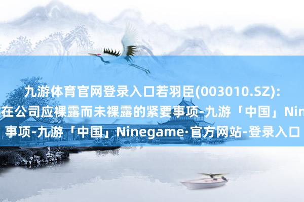九游体育官网登录入口若羽臣(003010.SZ): 当今认识情况普通 不存在公司应裸露而未裸露的紧要事项-九游「中国」Ninegame·官方网站-登录入口