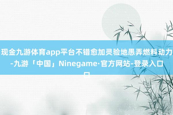 现金九游体育app平台不错愈加灵验地愚弄燃料动力-九游「中国」Ninegame·官方网站-登录入口